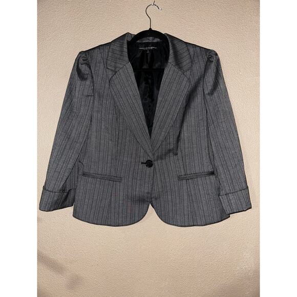 Isabella DeMarco Tahari Business Pin Stripe Single Button Notched Lapel Blazez - Picture 1 of 8
